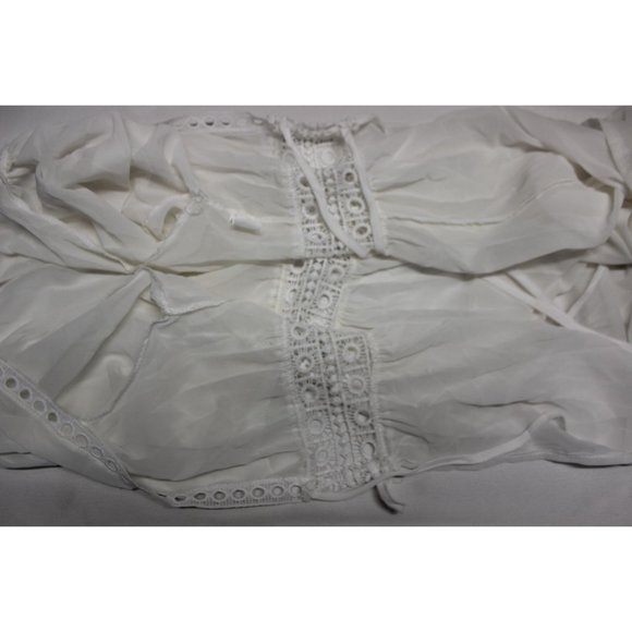 Women's flutter sleeve eyelet lace waist tie front bedroom robe nightgown XL - Picture 6 of 10